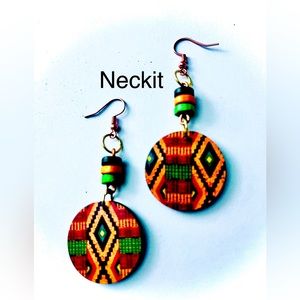 African Print Dangle Earrings